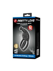 PRETTY LOVE GOODWIN ANILLO VIBRADOR DOBLE PARA PENE RECARGABLE NEGRO