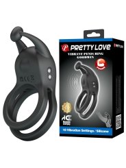 PRETTY LOVE GOODWIN ANILLO VIBRADOR DOBLE PARA PENE RECARGABLE NEGRO