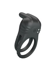 PRETTY LOVE SINI ANILLO PARA PENE VIBRADOR RECARGABLE 10 FUNCIONES NEGRO