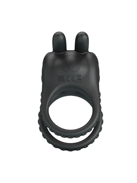 PRETTY LOVE SINI ANILLO PARA PENE VIBRADOR RECARGABLE 10 FUNCIONES NEGRO