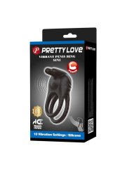 PRETTY LOVE SINI ANILLO PARA PENE VIBRADOR RECARGABLE 10 FUNCIONES NEGRO