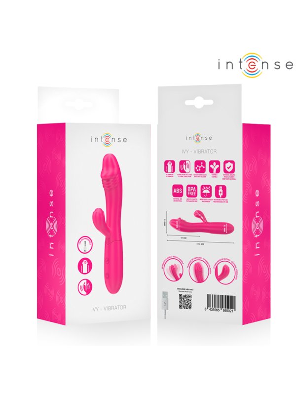 INTENSE IVY VIBRADOR FLEXIBLE 10 VIBRACIONES CON LENGUA ESTIMULADORA ROSA