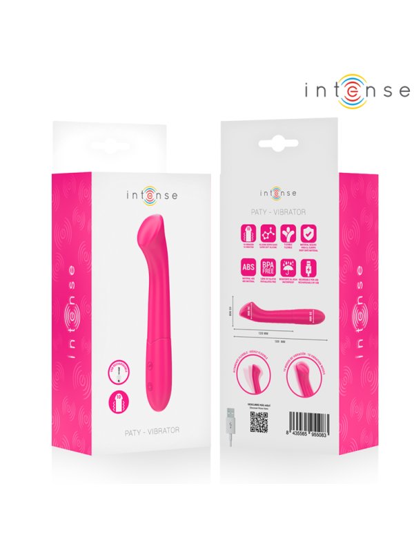 INTENSE PATY VIBRADOR 19 CM FLEXIBLE 10 VIBRACIONES MODELO 2 ROSA