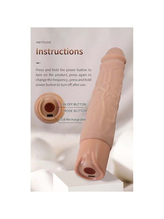 PRETTY LOVE KESSLER DILDO VIBRADOR REALISTA 10 MODOS DE VIBRACION Y 10 DE EMPUJE 22 CM NATURAL