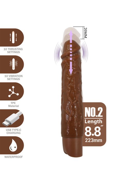 PRETTY LOVE KESSLER DILDO VIBRADOR REALISTA 10 MODOS DE VIBRACION Y 10 DE EMPUJE 22 CM MARRON