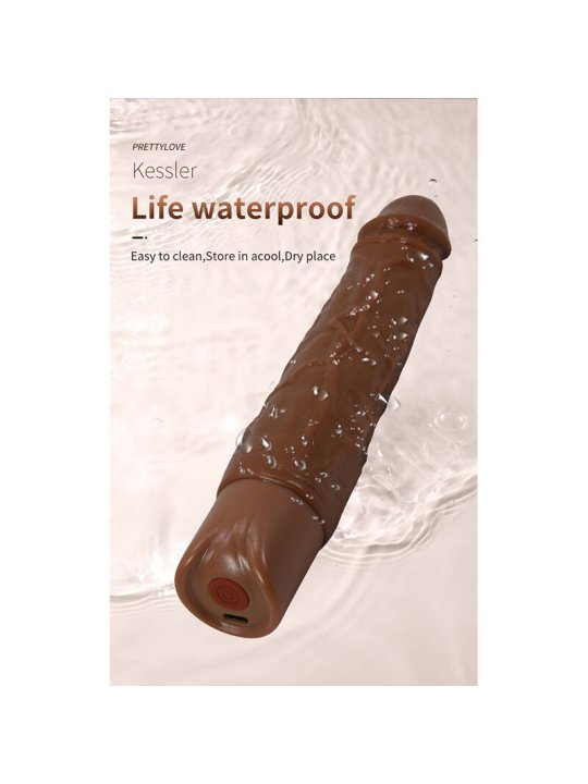 PRETTY LOVE KESSLER DILDO VIBRADOR REALISTA 10 MODOS DE VIBRACION Y 10 DE EMPUJE 22 CM MARRON