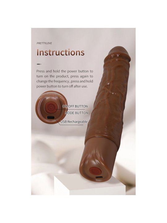 PRETTY LOVE KESSLER DILDO VIBRADOR REALISTA 10 MODOS DE VIBRACION Y 10 DE EMPUJE 22 CM MARRON