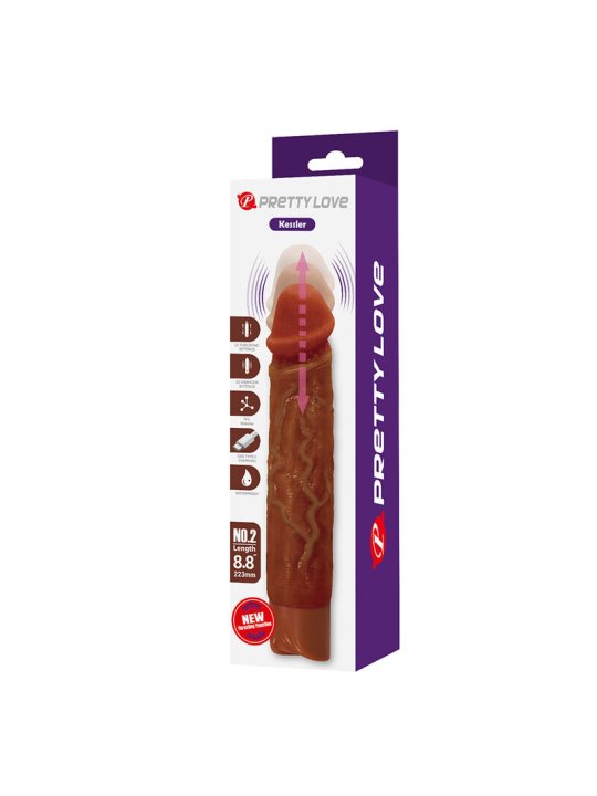 PRETTY LOVE KESSLER DILDO VIBRADOR REALISTA 10 MODOS DE VIBRACION Y 10 DE EMPUJE 22 CM MARRON