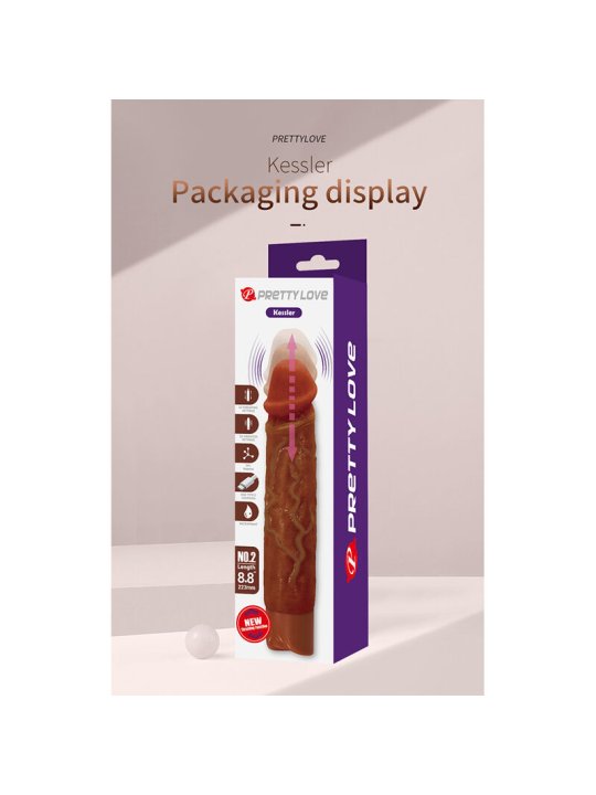 PRETTY LOVE KESSLER DILDO VIBRADOR REALISTA 10 MODOS DE VIBRACION Y 10 DE EMPUJE 22 CM MARRON