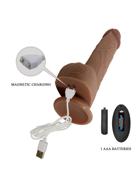 PRETTY LOVE TOMMY VIBRADOR REALISTICO CON EMPUJE MARRON OSCURO CONTROL REMOTO
