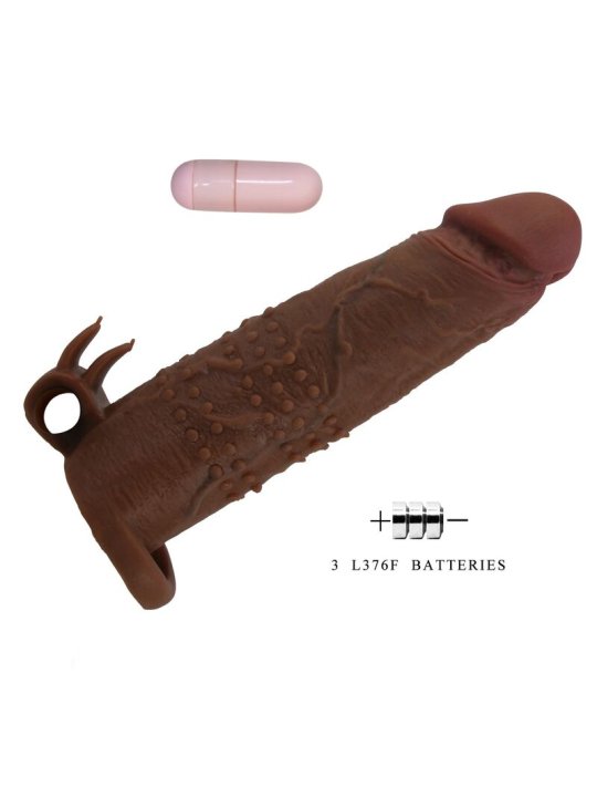 PRETTY LOVE QUILLON FUNDA PARA PENE VIBRADORA 20 CM O 4 CM COLOR MARRON