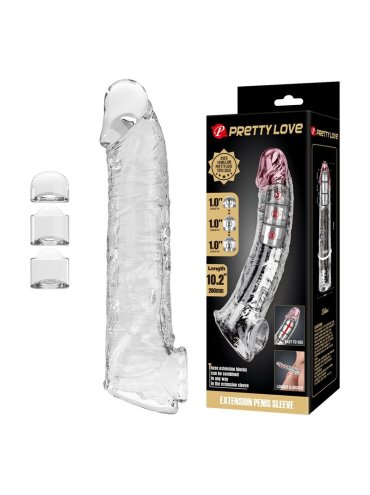 PRETTY LOVE FUNDA EXTENSORA PARA PENE AJUSTABLE 26 CM O 4 CM COLOR TRANSPARENTE