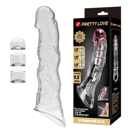 PRETTY LOVE FUNDA EXTENSORA PARA PENE AJUSTABLE 28 CM O 45 CM COLOR TRANSPARENTE