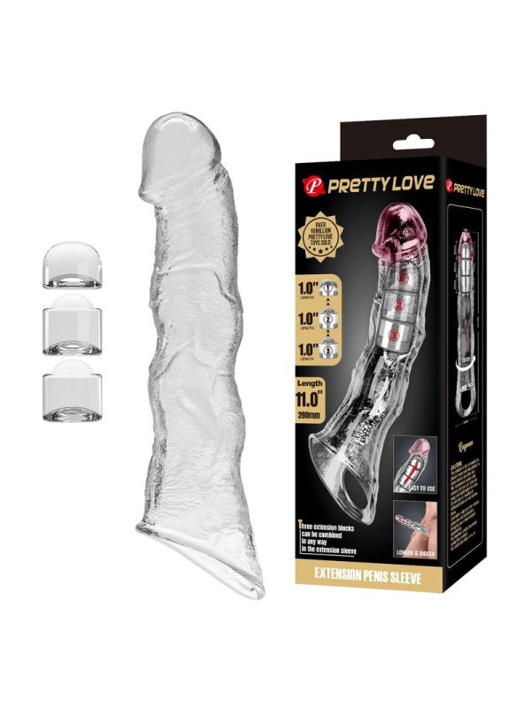 PRETTY LOVE FUNDA EXTENSORA PARA PENE AJUSTABLE 28 CM O 45 CM COLOR TRANSPARENTE