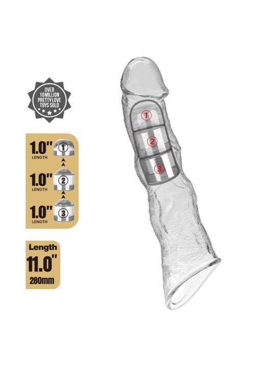 PRETTY LOVE FUNDA EXTENSORA PARA PENE AJUSTABLE 28 CM O 45 CM COLOR TRANSPARENTE
