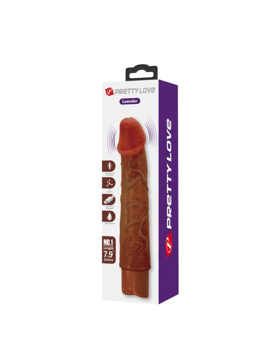 PRETTY LOVE LEONARDO VIBRADOR REALISTICO 20 CM O 4 CM COLOR MARRON