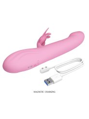PRETTY LOVE BELLA VIBRADOR RABBIT CON ESTIMULACION MARIPOSA Y LED ROSA