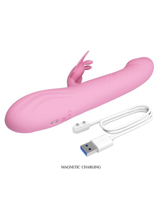 PRETTY LOVE BELLA VIBRADOR RABBIT CON ESTIMULACION MARIPOSA Y LED ROSA