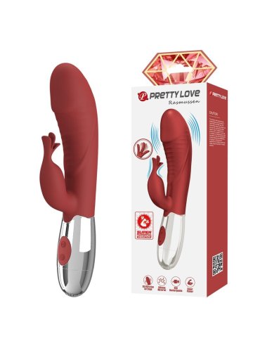 PRETTY LOVE VIBRADOR RABBIT ROSEWOOD 30 FUNCIONES RECARGABLE USB ROJO