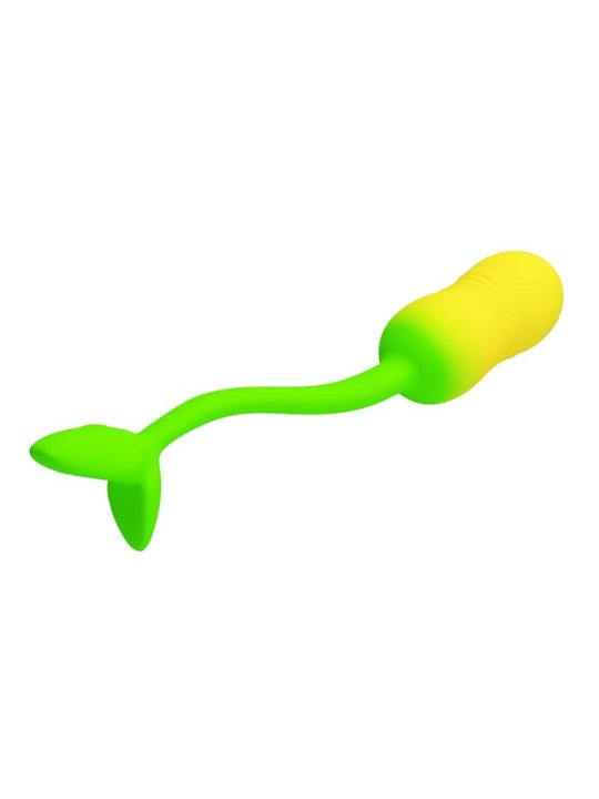 PRETTY LOVE HUEVO VIBRADOR PULSEN CONTROL APP 12 FUNCIONES RECARGABLE USB VERDE AMARILLO