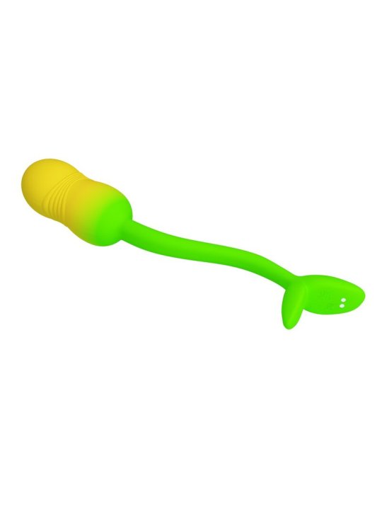 PRETTY LOVE HUEVO VIBRADOR PULSEN CONTROL APP 12 FUNCIONES RECARGABLE USB VERDE AMARILLO
