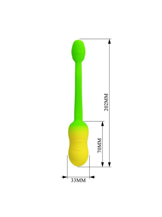 PRETTY LOVE HUEVO VIBRADOR PULSEN CONTROL APP 12 FUNCIONES RECARGABLE USB VERDE AMARILLO