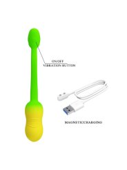 PRETTY LOVE HUEVO VIBRADOR PULSEN CONTROL APP 12 FUNCIONES RECARGABLE USB VERDE AMARILLO