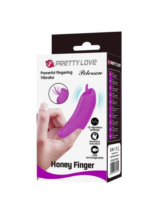 PRETTY LOVE PETERSON HONEY FINGER VIBRADOR DE DEDO RECARGABLE MORADO