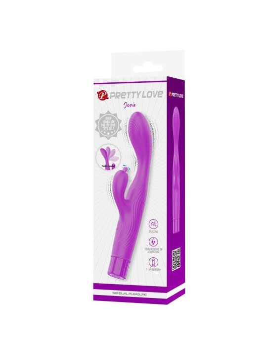 PRETTY LOVE JENE VIBRADOR DOBLE ESTIMULACION PARA PUNTO G Y CLITORIS MORADO