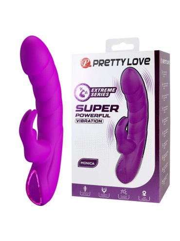 PRETTY LOVE MONICA VIBRADOR DOBLE ESTIMULACION PARA PUNTO G Y CLITORIS RECARGABLE MORADO