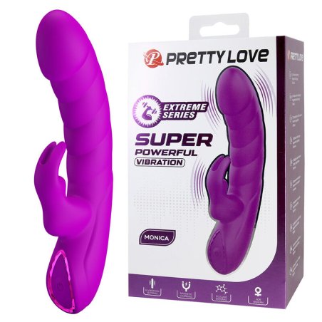 PRETTY LOVE MONICA VIBRADOR DOBLE ESTIMULACION PARA PUNTO G Y CLITORIS RECARGABLE MORADO