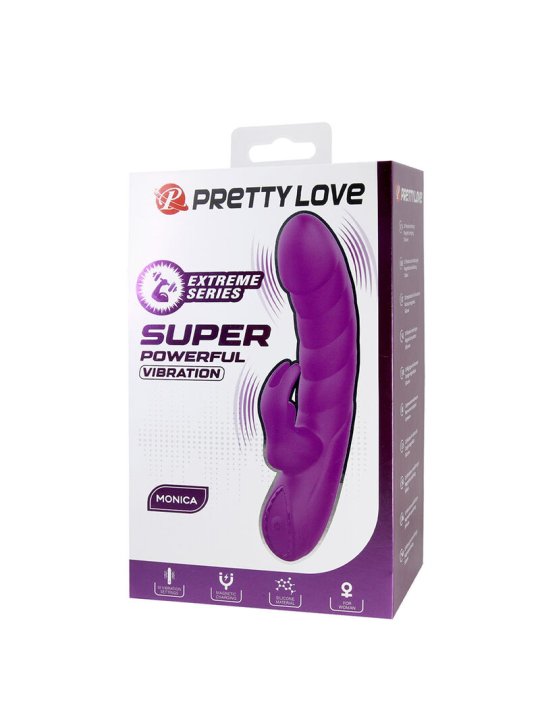 PRETTY LOVE MONICA VIBRADOR DOBLE ESTIMULACION PARA PUNTO G Y CLITORIS RECARGABLE MORADO