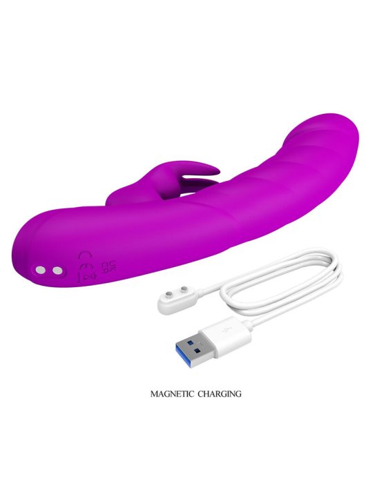 PRETTY LOVE MONICA VIBRADOR DOBLE ESTIMULACION PARA PUNTO G Y CLITORIS RECARGABLE MORADO