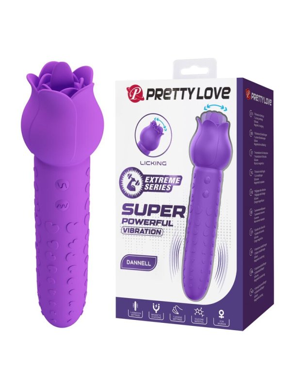 PRETTY LOVE DANNELL VIBRADOR CON ESTIMULACION ORAL Y CLITORAL RECARGABLE MORADO