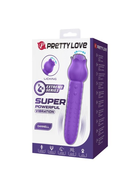 PRETTY LOVE DANNELL VIBRADOR CON ESTIMULACION ORAL Y CLITORAL RECARGABLE MORADO