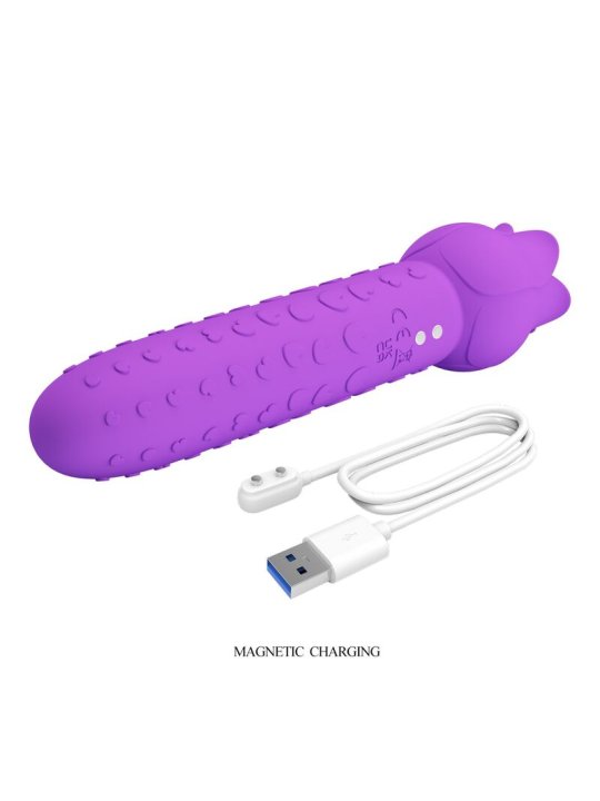 PRETTY LOVE DANNELL VIBRADOR CON ESTIMULACION ORAL Y CLITORAL RECARGABLE MORADO