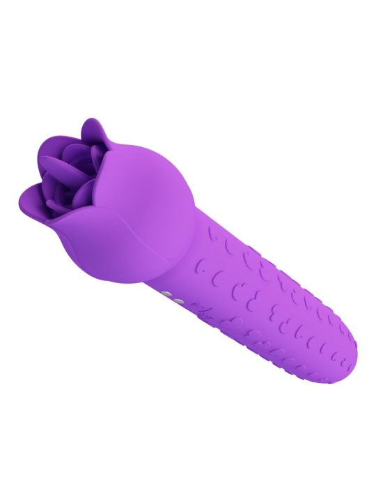PRETTY LOVE DANNELL VIBRADOR CON ESTIMULACION ORAL Y CLITORAL RECARGABLE MORADO