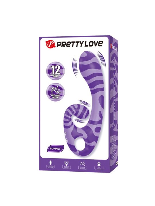 PRETTY LOVE SUMMER VIBRADOR DOBLE CON ASA 19 CM O 35 CM MORADO