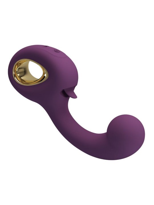 PRETTY LOVE BRYNNLEE VIBRADOR CON ESTIMULADOR ORAL RECARGABLE 10 VIBRACIONES Y 5 FUNCIONES DE LAMIDO MORADO