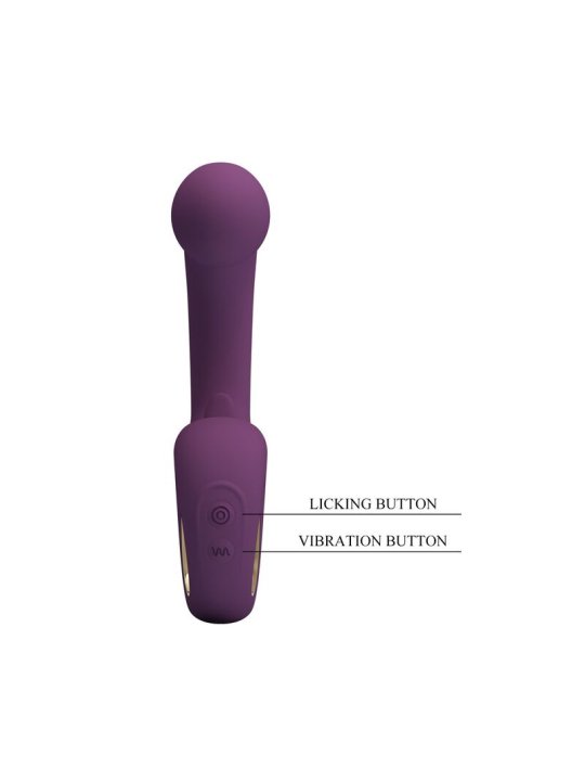 PRETTY LOVE BRYNNLEE VIBRADOR CON ESTIMULADOR ORAL RECARGABLE 10 VIBRACIONES Y 5 FUNCIONES DE LAMIDO MORADO