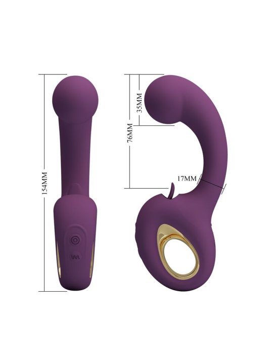 PRETTY LOVE BRYNNLEE VIBRADOR CON ESTIMULADOR ORAL RECARGABLE 10 VIBRACIONES Y 5 FUNCIONES DE LAMIDO MORADO