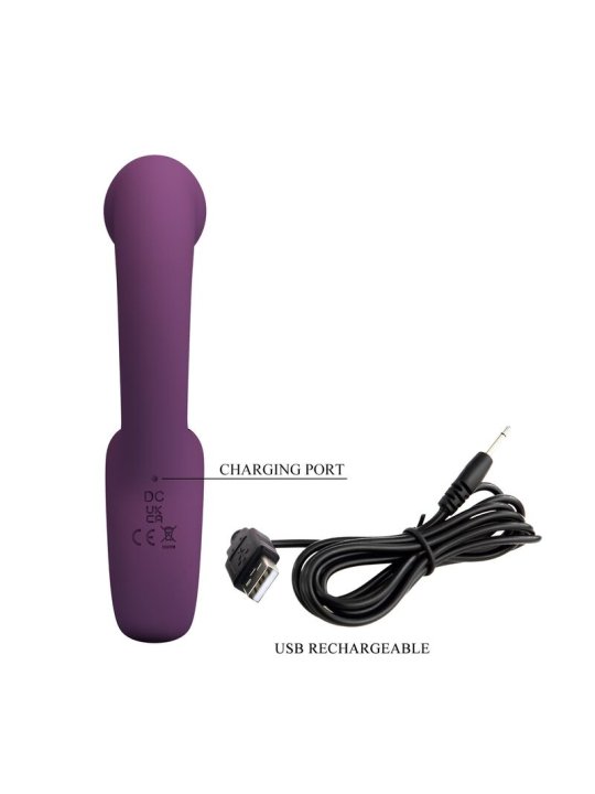 PRETTY LOVE BRYNNLEE VIBRADOR CON ESTIMULADOR ORAL RECARGABLE 10 VIBRACIONES Y 5 FUNCIONES DE LAMIDO MORADO