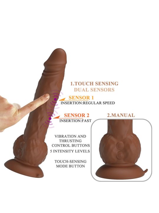 PRETTY LOVE EREN DILDO VIBRADOR CON EMPUJE 205 CM O 45 CM MARRON