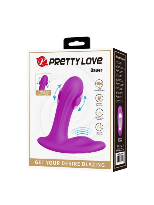 PRETTY LOVE BAUER MASAJEADOR DE PROSTATA 12 MODOS RECARGABLE MORADO