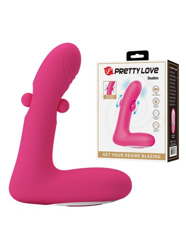 PRETTY LOVE DUDEN VIBRADOR DE SILICONA RECARGABLE 12 MODOS DE VIBRACION Y 3 MODOS DE BALANCEO ROSA