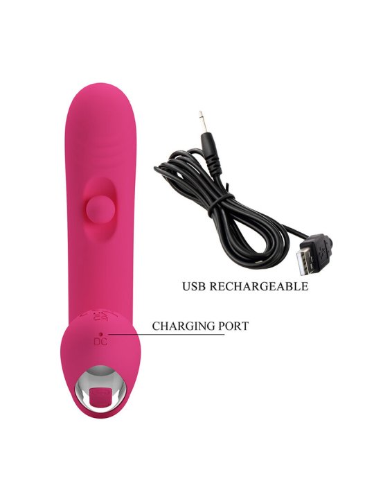 PRETTY LOVE DUDEN VIBRADOR DE SILICONA RECARGABLE 12 MODOS DE VIBRACION Y 3 MODOS DE BALANCEO ROSA