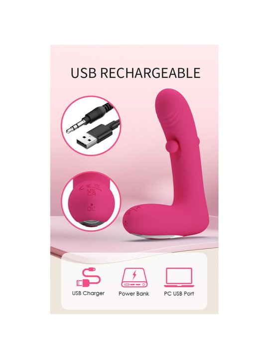 PRETTY LOVE DUDEN VIBRADOR DE SILICONA RECARGABLE 12 MODOS DE VIBRACION Y 3 MODOS DE BALANCEO ROSA