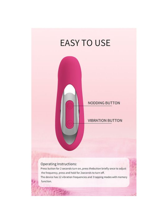 PRETTY LOVE DUDEN VIBRADOR DE SILICONA RECARGABLE 12 MODOS DE VIBRACION Y 3 MODOS DE BALANCEO ROSA