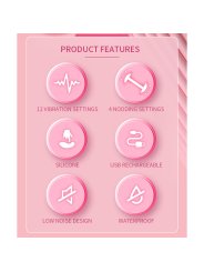 PRETTY LOVE DUDEN VIBRADOR DE SILICONA RECARGABLE 12 MODOS DE VIBRACION Y 3 MODOS DE BALANCEO ROSA