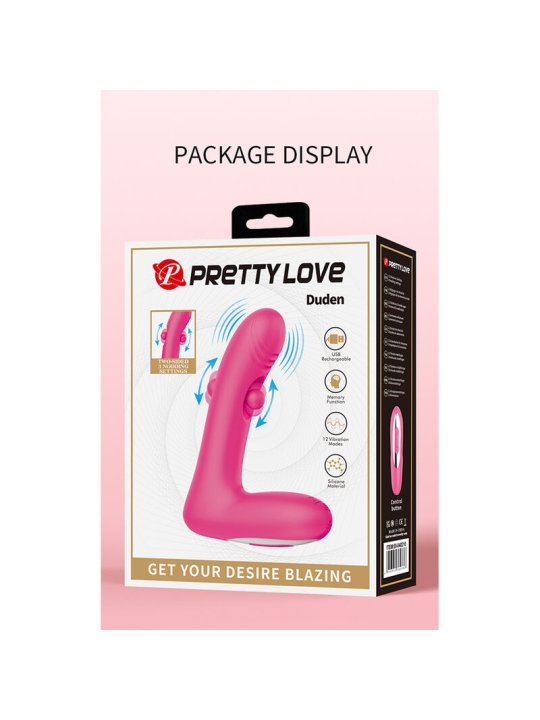 PRETTY LOVE DUDEN VIBRADOR DE SILICONA RECARGABLE 12 MODOS DE VIBRACION Y 3 MODOS DE BALANCEO ROSA